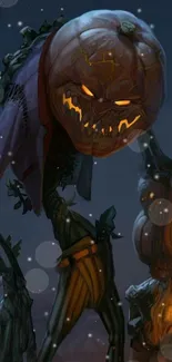 Halloween pumpkin monster mobile wallpaper.