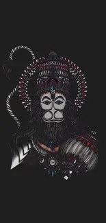 Modern art wallpaper of Hanuman with dark background.