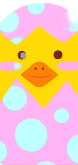 Cute cartoon chick hatching from a pastel-colored egg wallpaper.