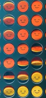 Colorful emoji circles with smiley faces.