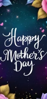 Mother's Day wallpaper with floral design and greeting message.