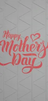 Happy Mother's Day pink text on geometric wallpaper.