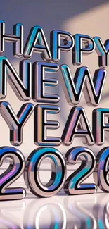 Happy New Year 2026 festive text design.