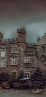 Vintage Gothic castle with eerie atmosphere.