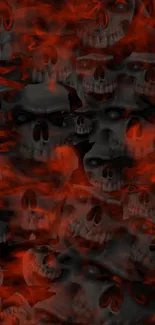 Eerie mobile wallpaper with red skulls.