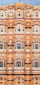 Hawa Mahal facade in Jaipur, India, showcasing pink sandstone architecture.