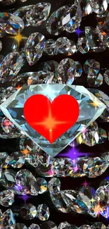 Heart in diamond with sparkling background wallpaper