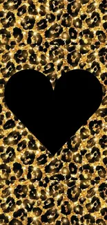 Heart on leopard print background, stylish design.