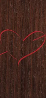 Heart with arrow on wooden texture background wallpaper