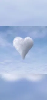 Heart-shaped cloud in a blue sky creating a calming aesthetic wallpaper.