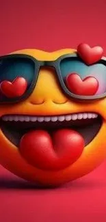 Vibrant heart-eyes emoji with sunglasses, playful and colorful design.