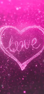 Pink heart glitter love wallpaper with bright sparkles.