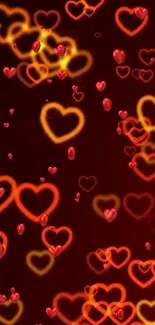 Vibrant mobile wallpaper with glowing hearts.