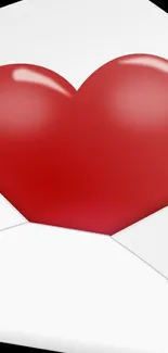 Red heart in white envelope wallpaper.