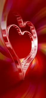 Vivid red heart with swirling colors background.