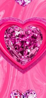 Pink heart jewel wallpaper with vibrant colors.