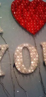 LED letters spelling 'I Love You' in red and white.