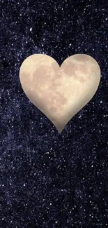 Heart-shaped moon with galaxy background wallpaper.