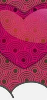 Pink heart pattern wallpaper with geometric circles.