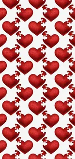 Red heart puzzle pattern wallpaper for mobile devices.