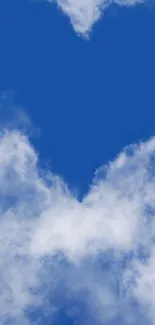 Heart-shaped cloud in blue sky mobile wallpaper.