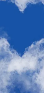 Heart shape in blue sky with clouds mobile wallpaper.