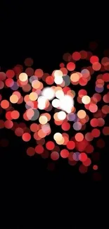 Heart-shaped bokeh lights on a dark background wallpaper.