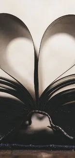 Heart-shaped pages forming a book photo wallpaper.