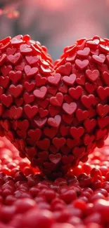 Heart-shaped candy with red hues