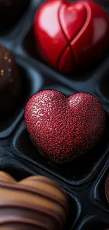 Heart-shaped chocolates in a variety of styles.