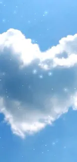 Heart-shaped cloud in a blue sky wallpaper.