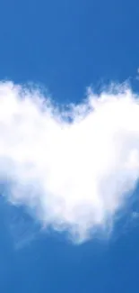 Heart-shaped cloud against a bright blue sky.