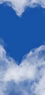 Heart-shaped cloud in a bright blue sky wallpaper.