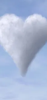 Heart-shaped cloud in a light blue sky.