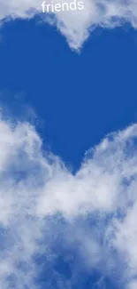 Heart-shaped cloud in blue sky mobile wallpaper.