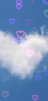 Heart-shaped cloud in a bright blue sky.