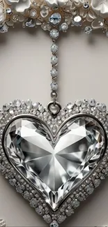Heart-shaped diamond pendant with sparkling gems in a luxurious design.