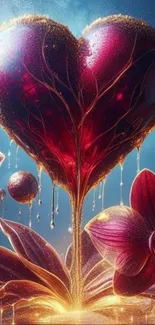 Heart-shaped fantasy art with vibrant colors and intricate design details.