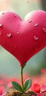 Heart-shaped flower with pink petals, perfect for romantic mobile wallpaper.