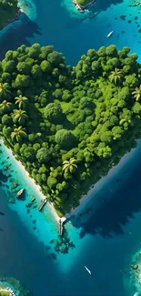 Heart-shaped island with turquoise water.