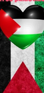 Heart with Palestinian flag colors on textured background