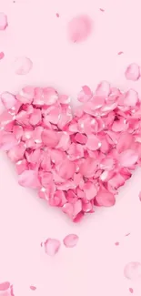 Heart-shaped pink petals create a romantic phone wallpaper.