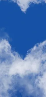 Heart-shaped cloud in blue sky wallpaper.