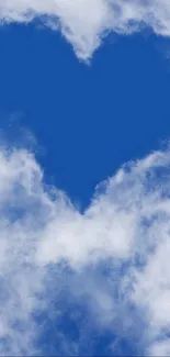 Heart-shaped blue sky surrounded by white clouds wallpaper.