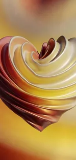 3D heart-shaped vortex in warm colors as a mobile wallpaper.