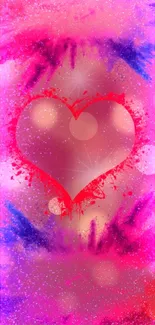 Vibrant mobile wallpaper with heart and colorful splashes.