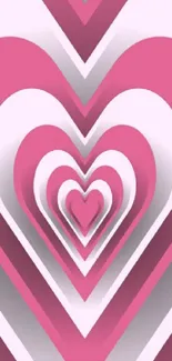 Heart-themed mobile phone wallpaper with red and pink hues.