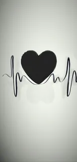 Minimalist heart and pulse design wallpaper.