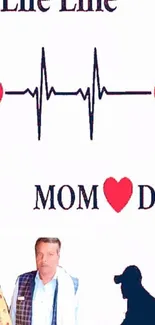 Family-themed wallpaper with lifeline heart design.