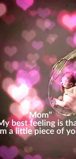 Baby in teardrop with heartfelt message for Mother's Day wallpaper.